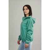 Moss green full zip packable Rain jacket and windbreaker