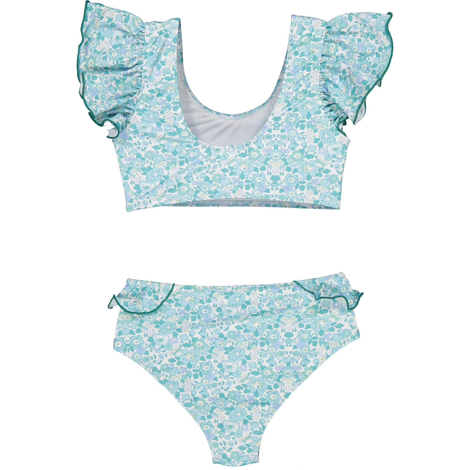 Ruffle Top & Bottom Bikini, Florals