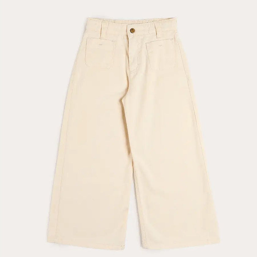 Soft Cotton Wide Leg Trousers in Cream (2-12yrs)