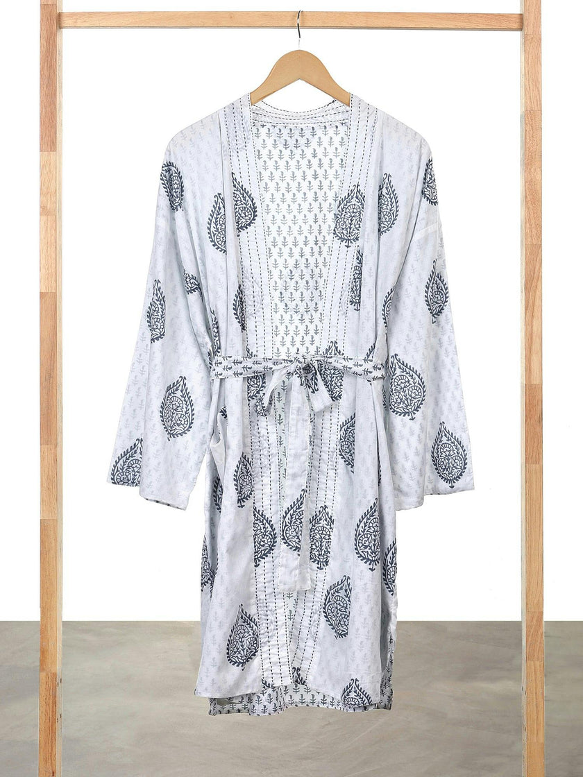 Block-Printed Cotton Women's Robe