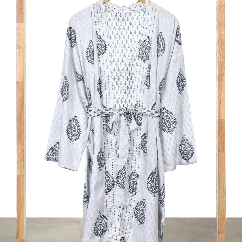 Block-Printed Cotton Women's Robe