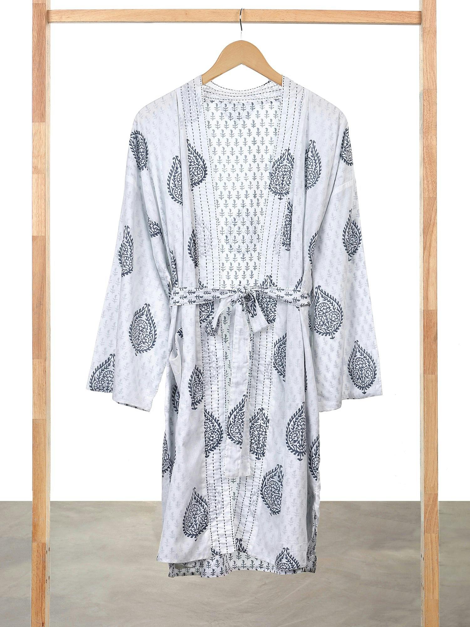 Block-Printed Cotton Women's Robe
