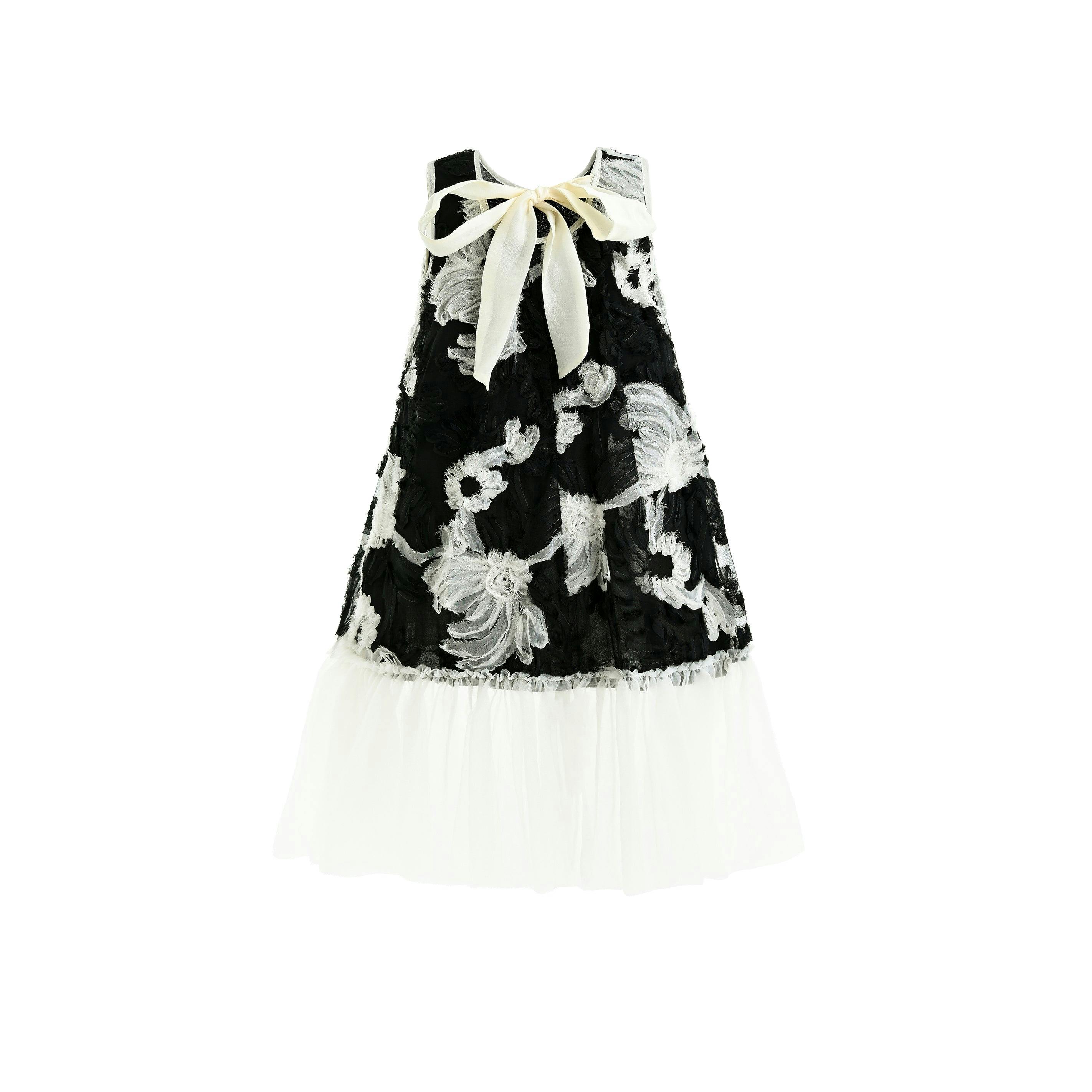 Black Floral Tulle Sleeveless Dress