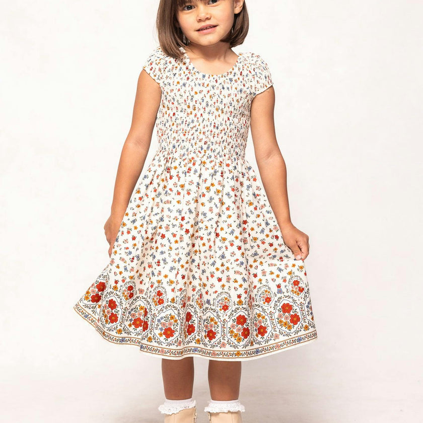 Mini Marlow Cap Sleeve Dress in Cream Ditsy Floral