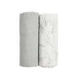 Organic Cotton Muslin Swaddle Blanket 2 Pack - Pencil Floral