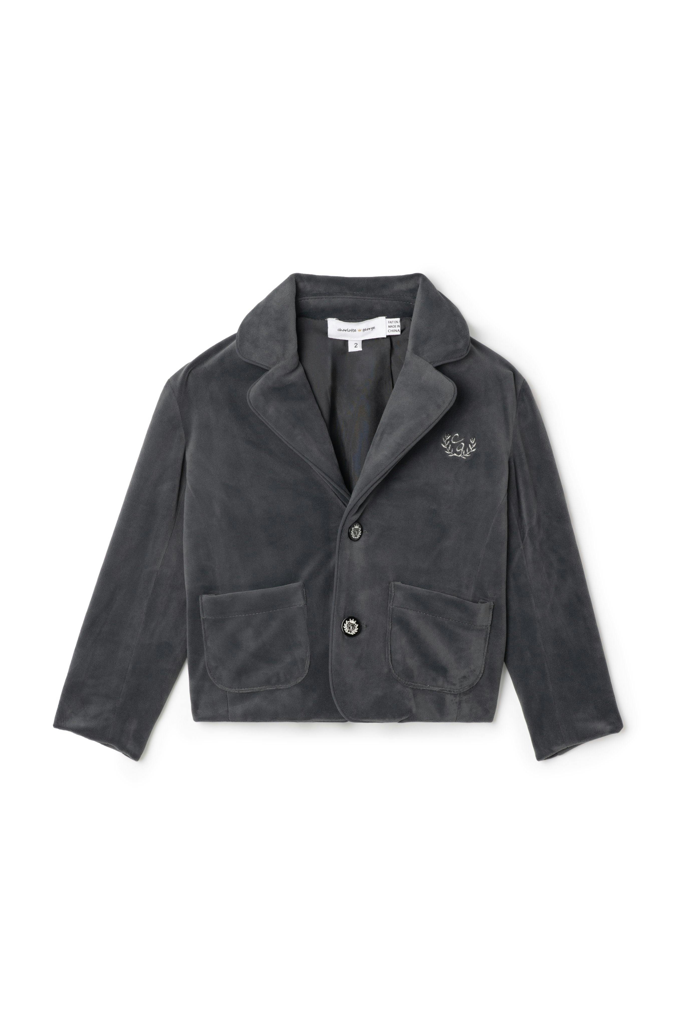 Crest Embroidered Button Front Jacket