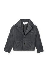 Crest Embroidered Button Front Jacket