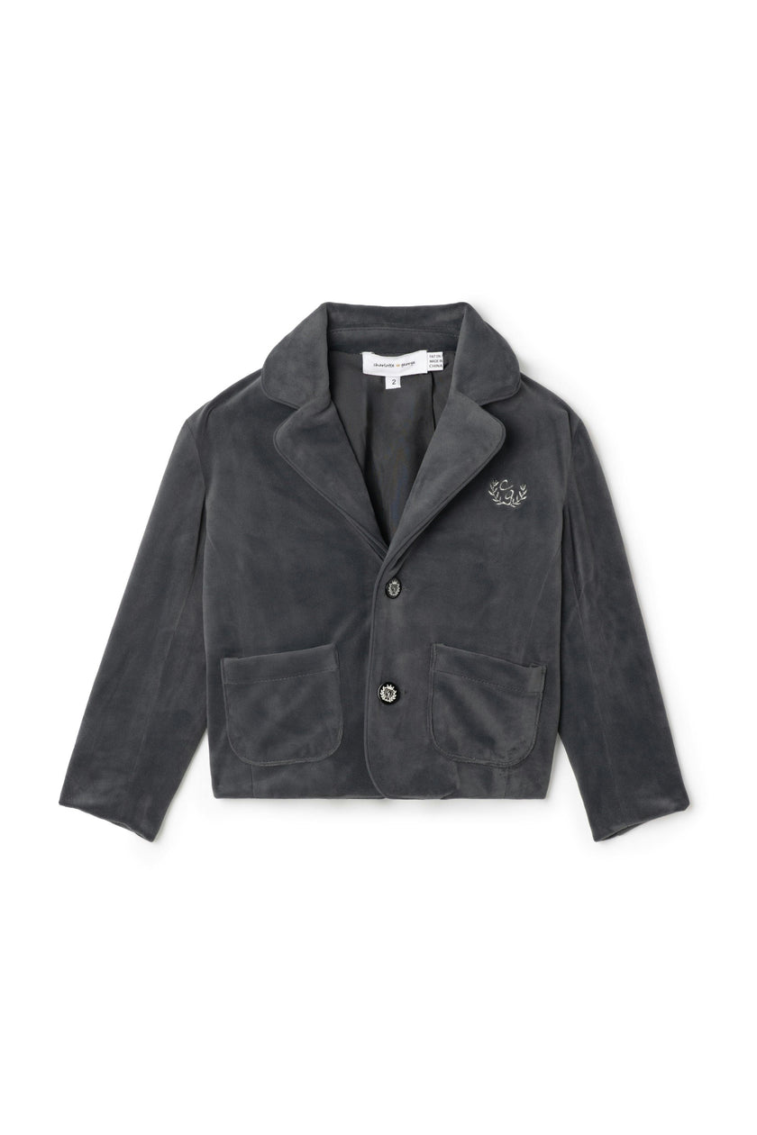 Crest Embroidered Button Front Jacket