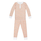 Pumpkin Stripe Halloween Two Piece Kids Henley Pajamas