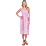 Women's Oceane Ikat Smocked Tie Strapless Print Beach Dress, Pink