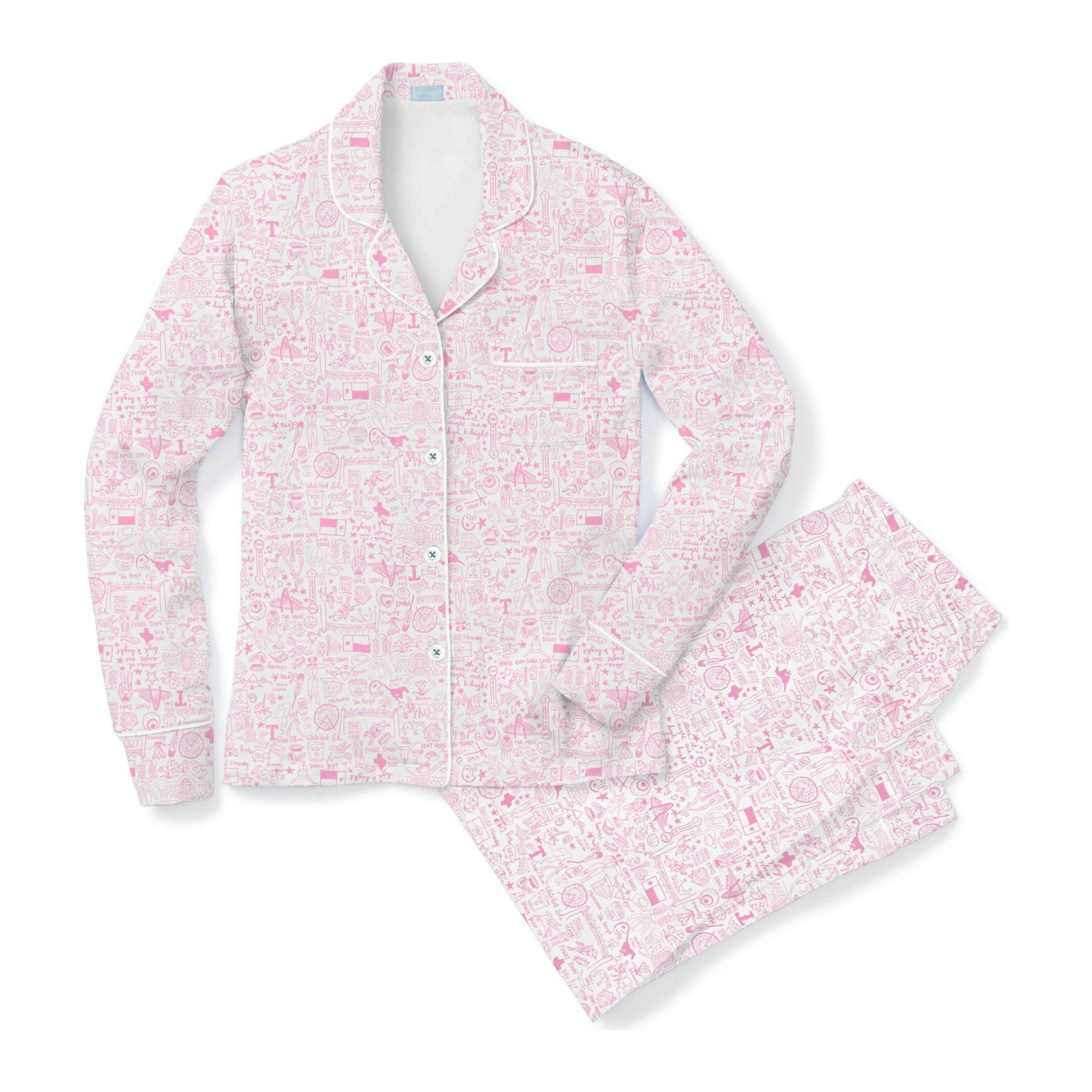 Dallas Women’s Button Front Long Pajama Set