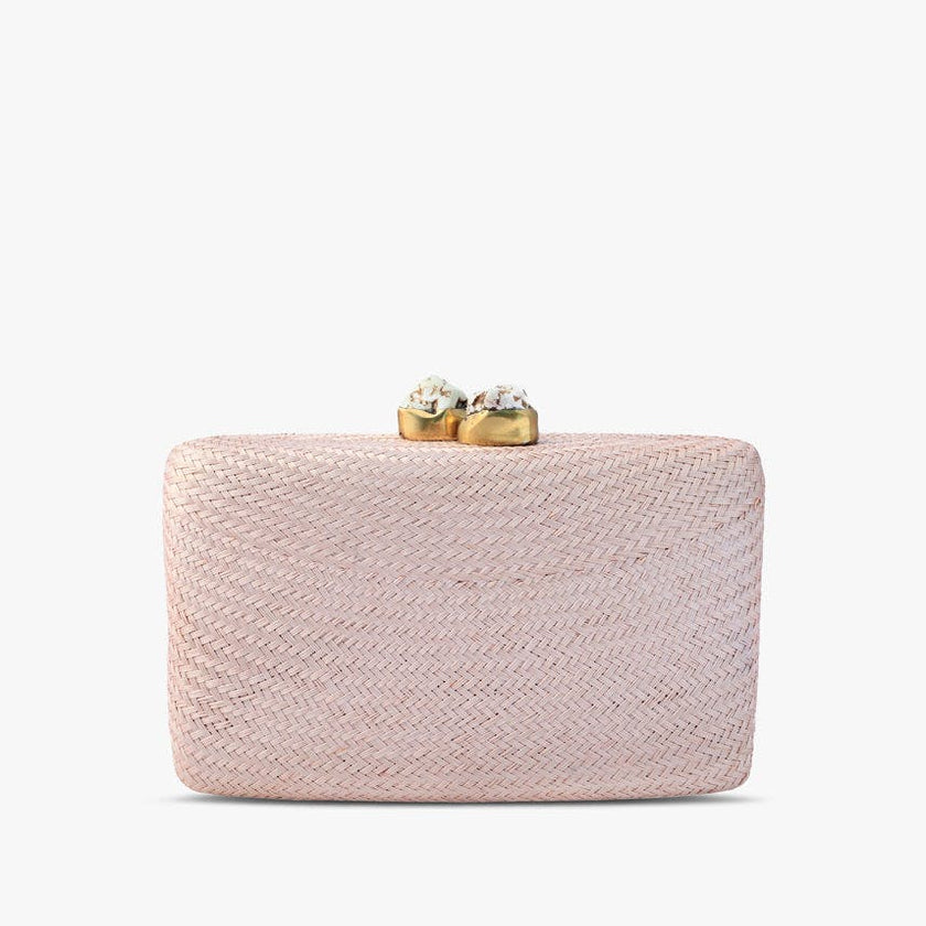 Women's Jen Straw White Stone Clutch Bag