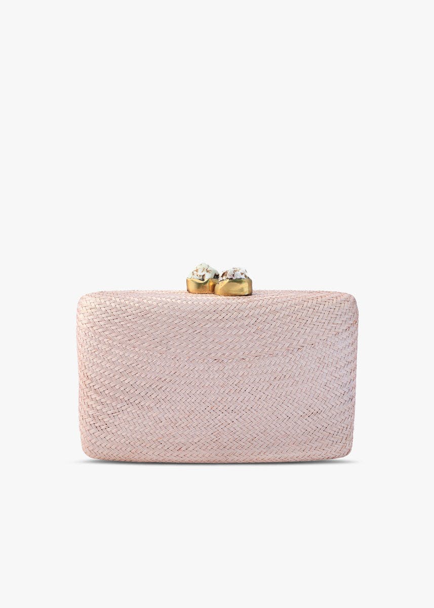 Women's Jen Straw White Stone Clutch Bag