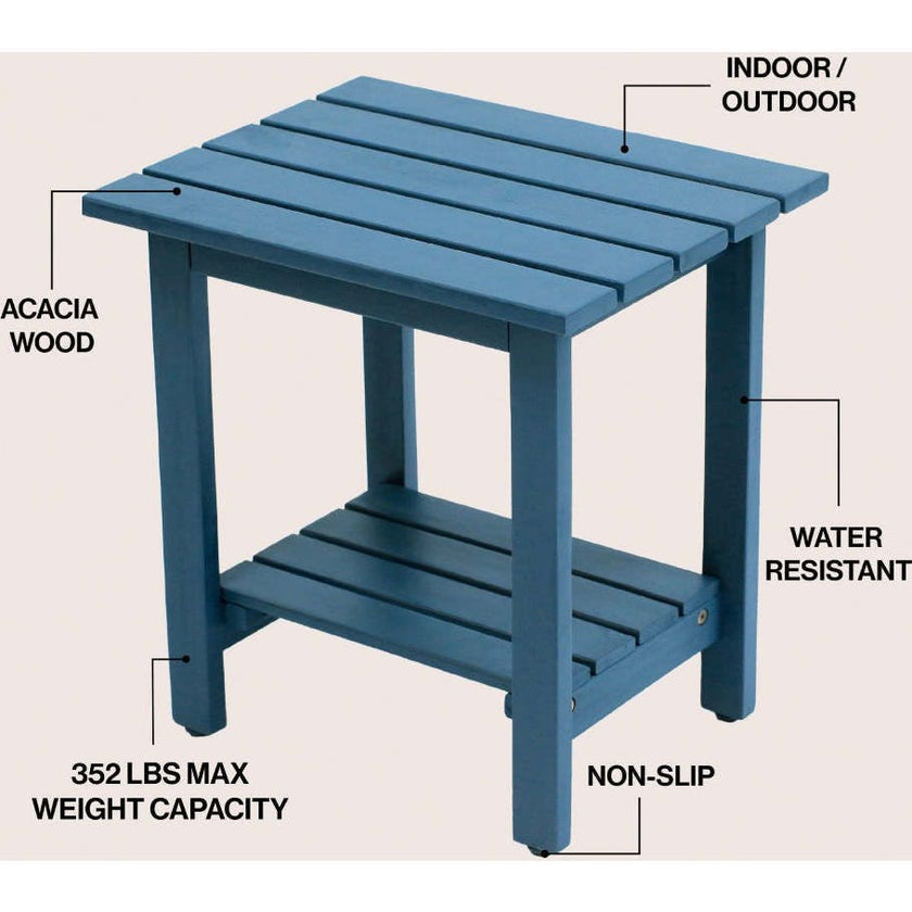 Kellie 16.1" Cottage Classic Slatted Solid Acacia Wood Indoor/Outdoor Shower Bench with Shelf
