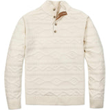Men's Organic Mock Neck Cable Sweater, White