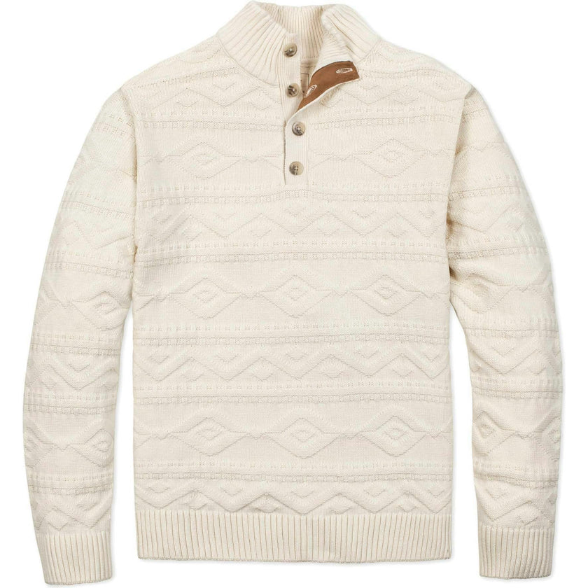 Men's Organic Mock Neck Cable Sweater, White