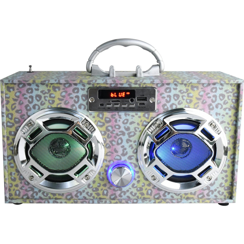Leopard Glitter Bluetooth Boombox