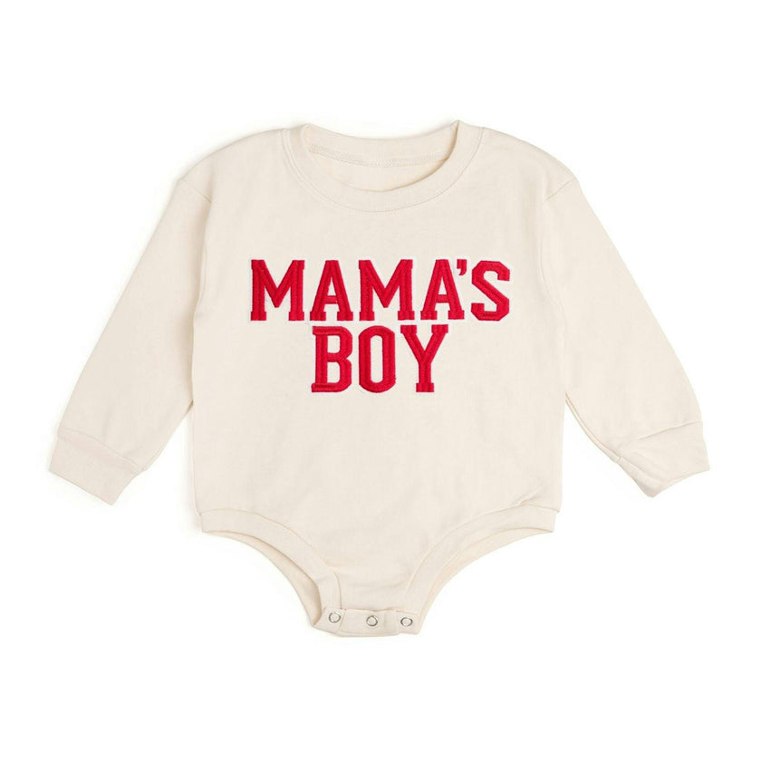 Mama's Boy Varsity Patch Long Sleeve Romper