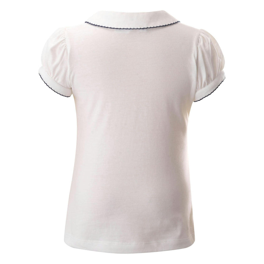 Picot Trim Peter Pan Collar Polo Shirt