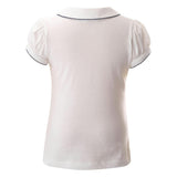 Picot Trim Peter Pan Collar Polo Shirt