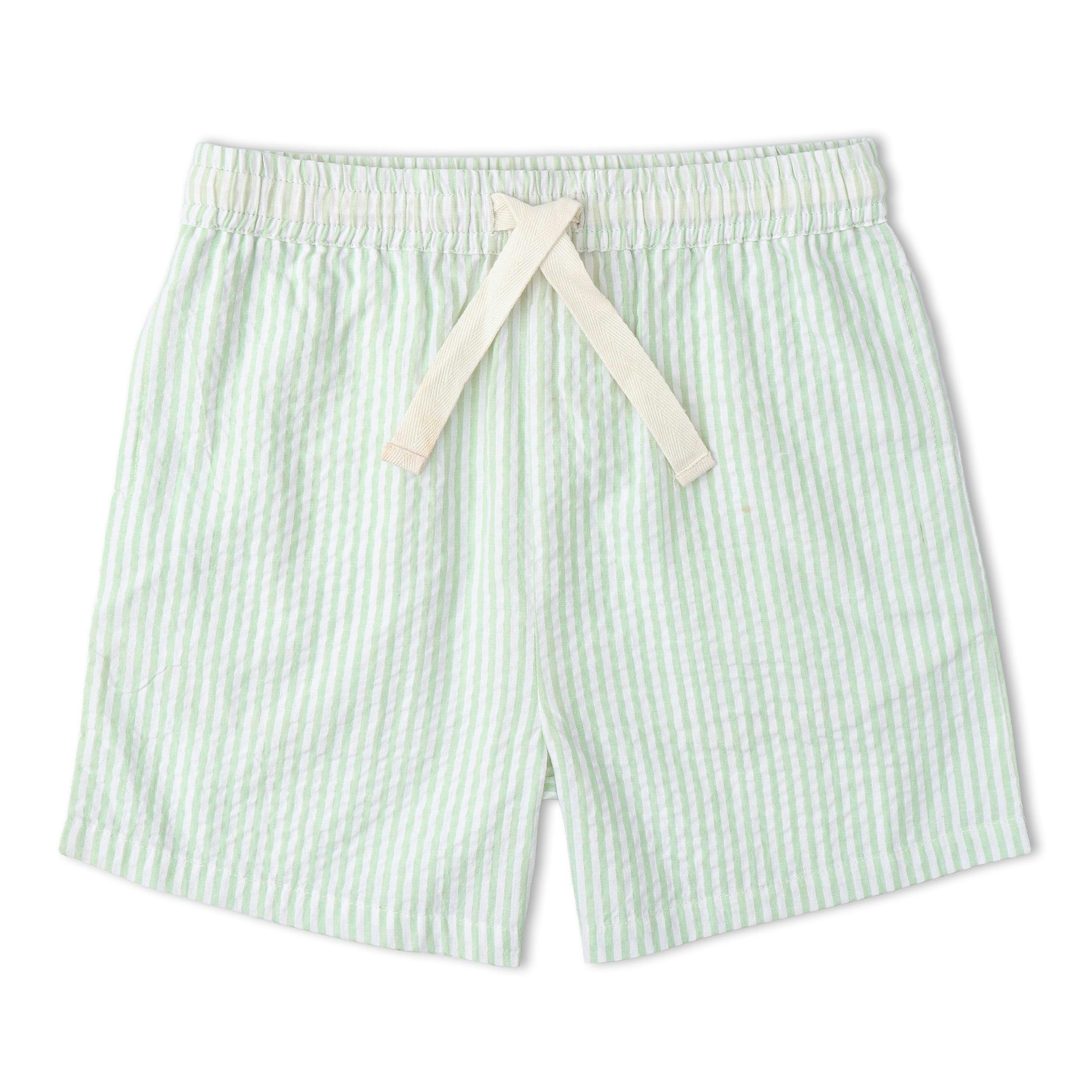 Organic Shirt & Shorts Set - Basil Stripes