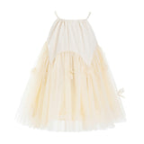 Beige Mirelle Petal Flared Tulle Dress