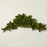 Real Touch Magnolia Leaf, Scotch Pine, & Faux Red Apple Classic Holiday Doorway Arched Swag