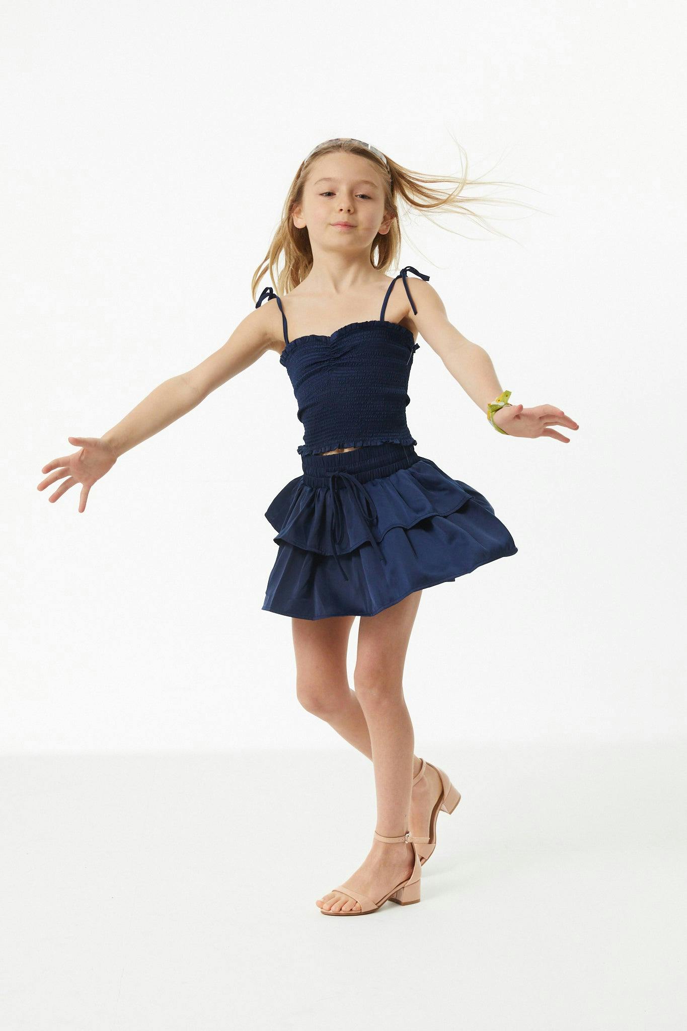 Willow Navy Satin Skort