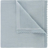 Scallop Trimmed Rib Knit Blanket Ivory
