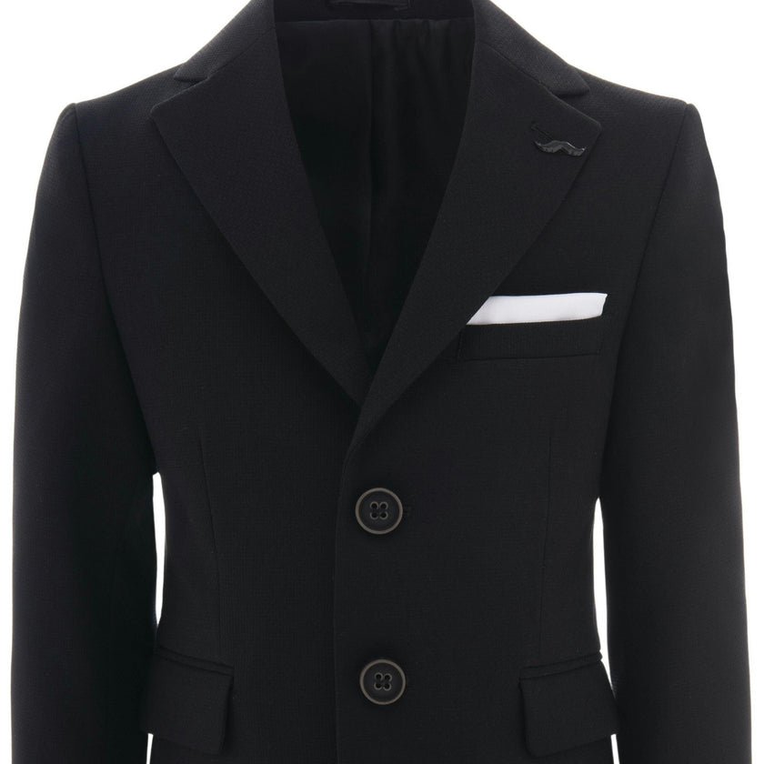 Black Twill Peak Lapel Blazer