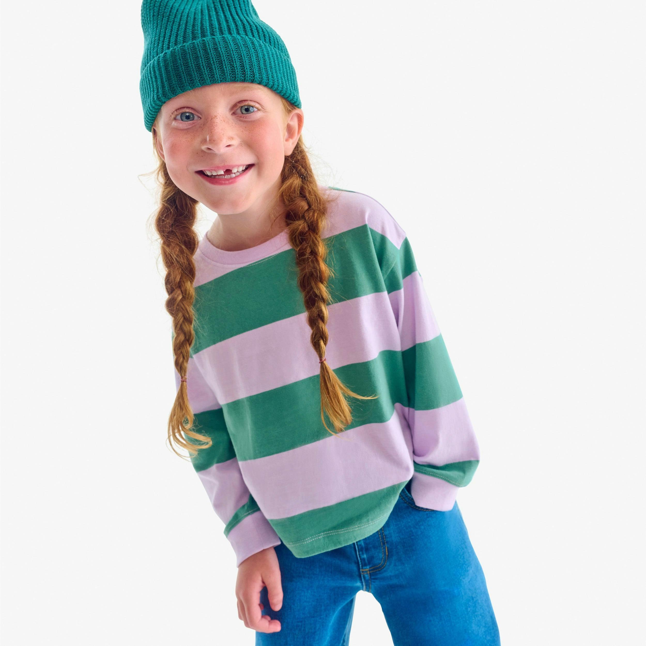 Kids long sleeve easy tee in rugby stripe