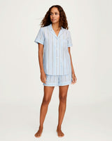 Women's Twill Short Sleeve Short Set in Coastal Stripe