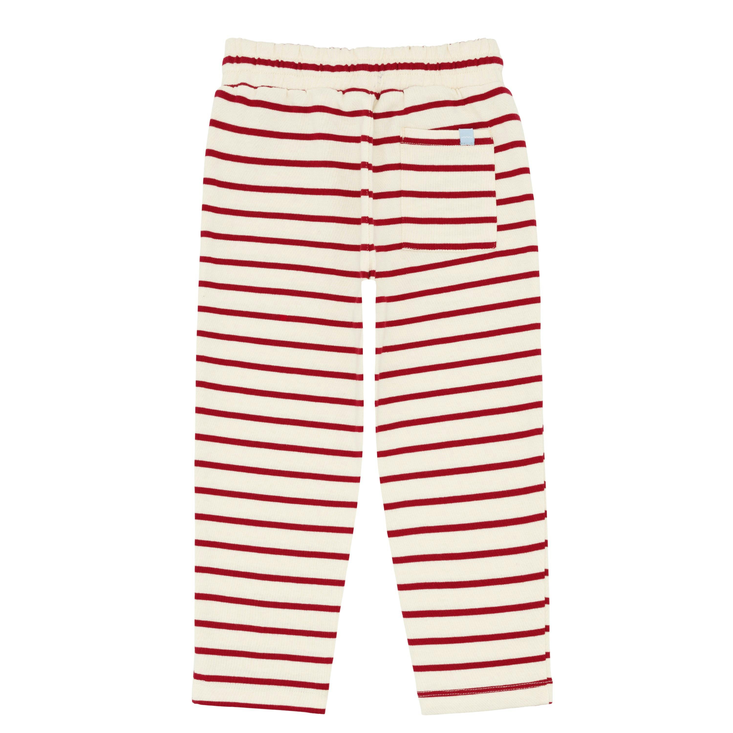 unisex cream and red stripe pant