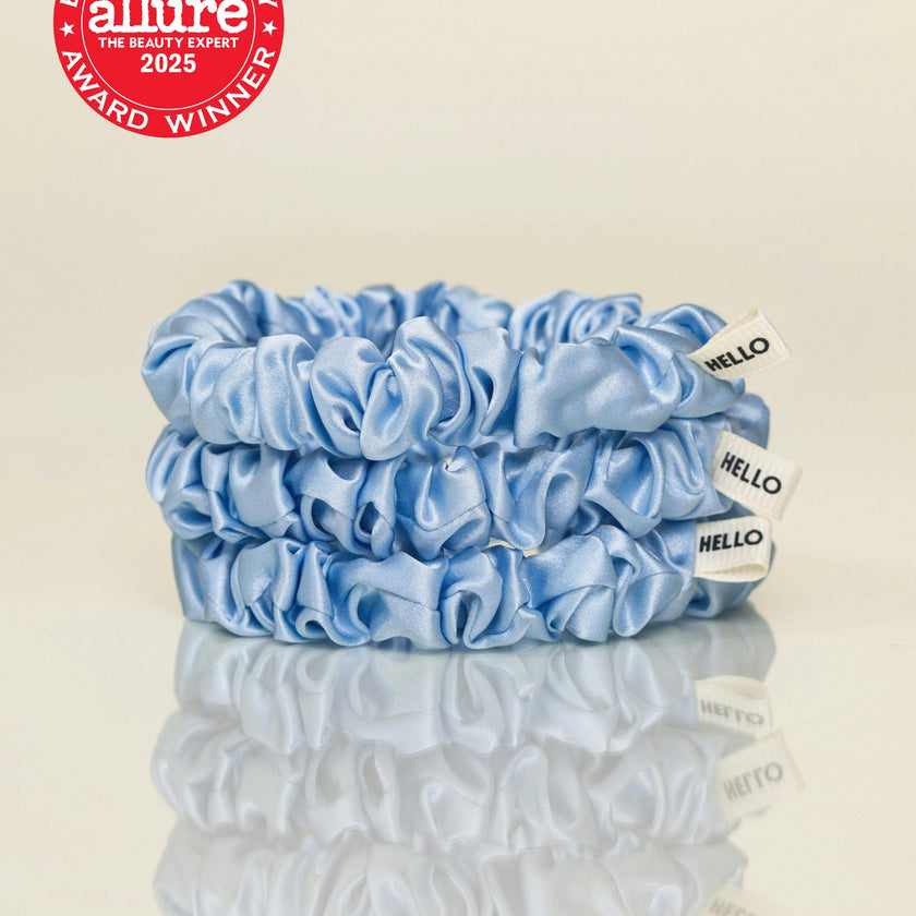 Light Blue Silk Scrunchies