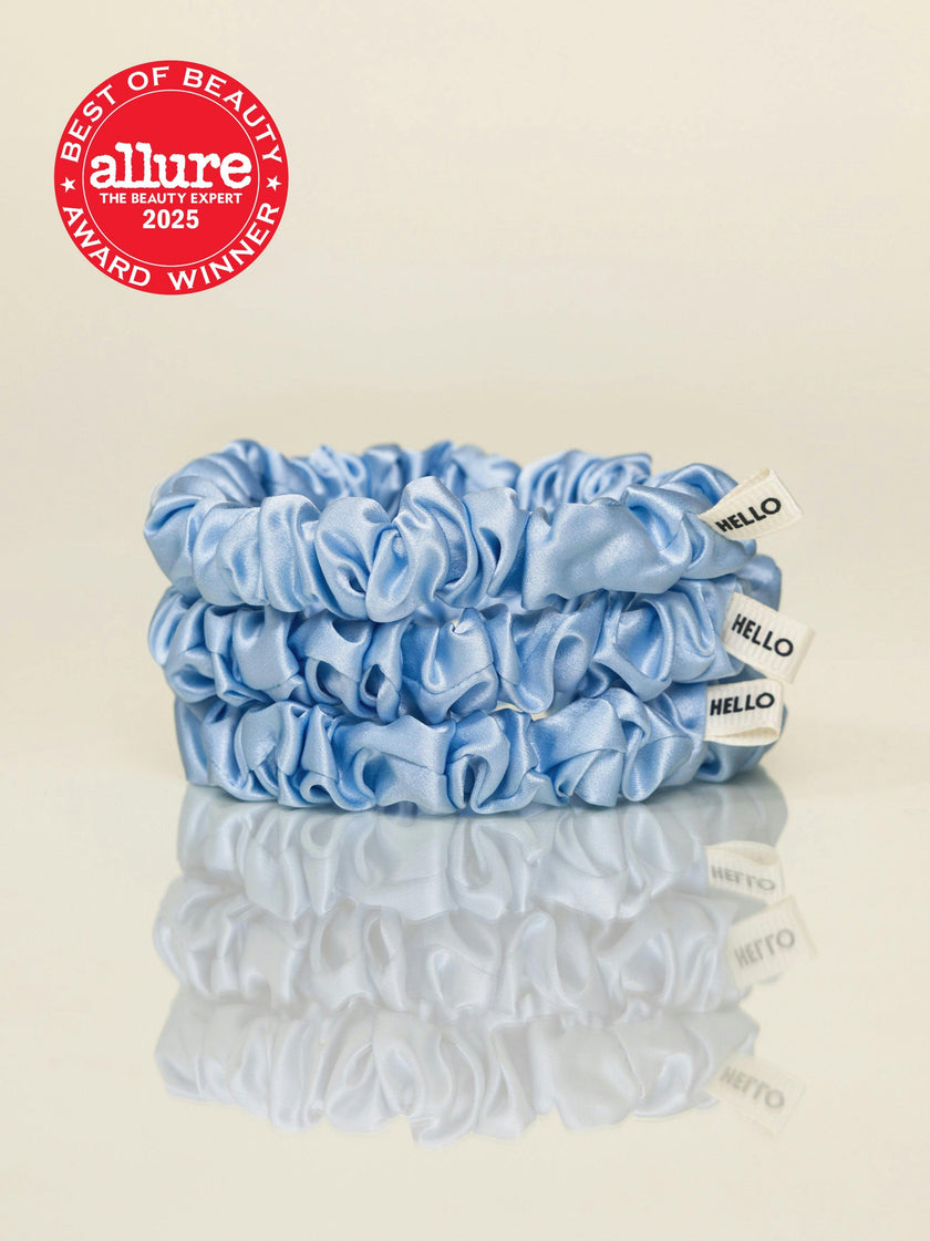 Light Blue Silk Scrunchies