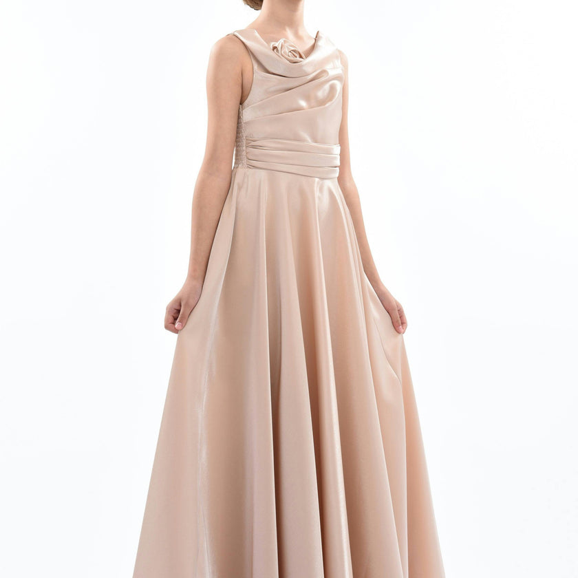 Gold Lenelle Rose Applique Gown