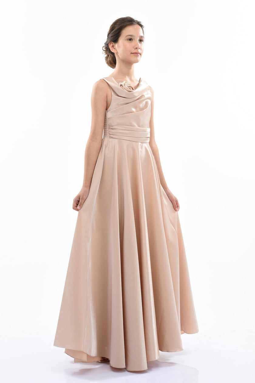 Gold Lenelle Rose Applique Gown