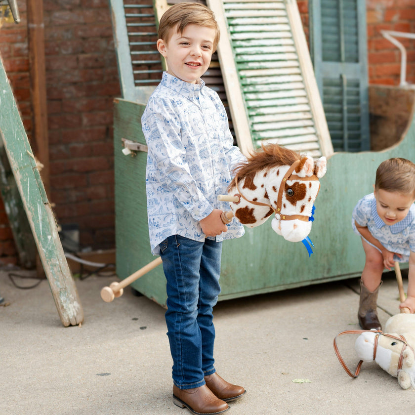 Bates Boy Button Down - Dallas Print