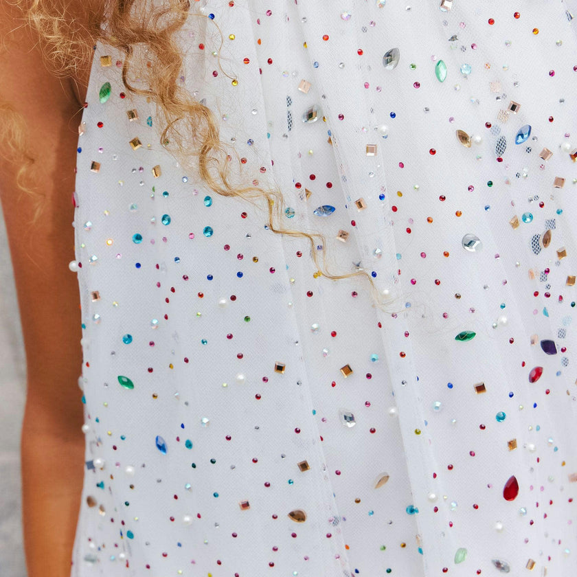 Rainbow Crystal Gem Halter Neck Sleeveless Dress
