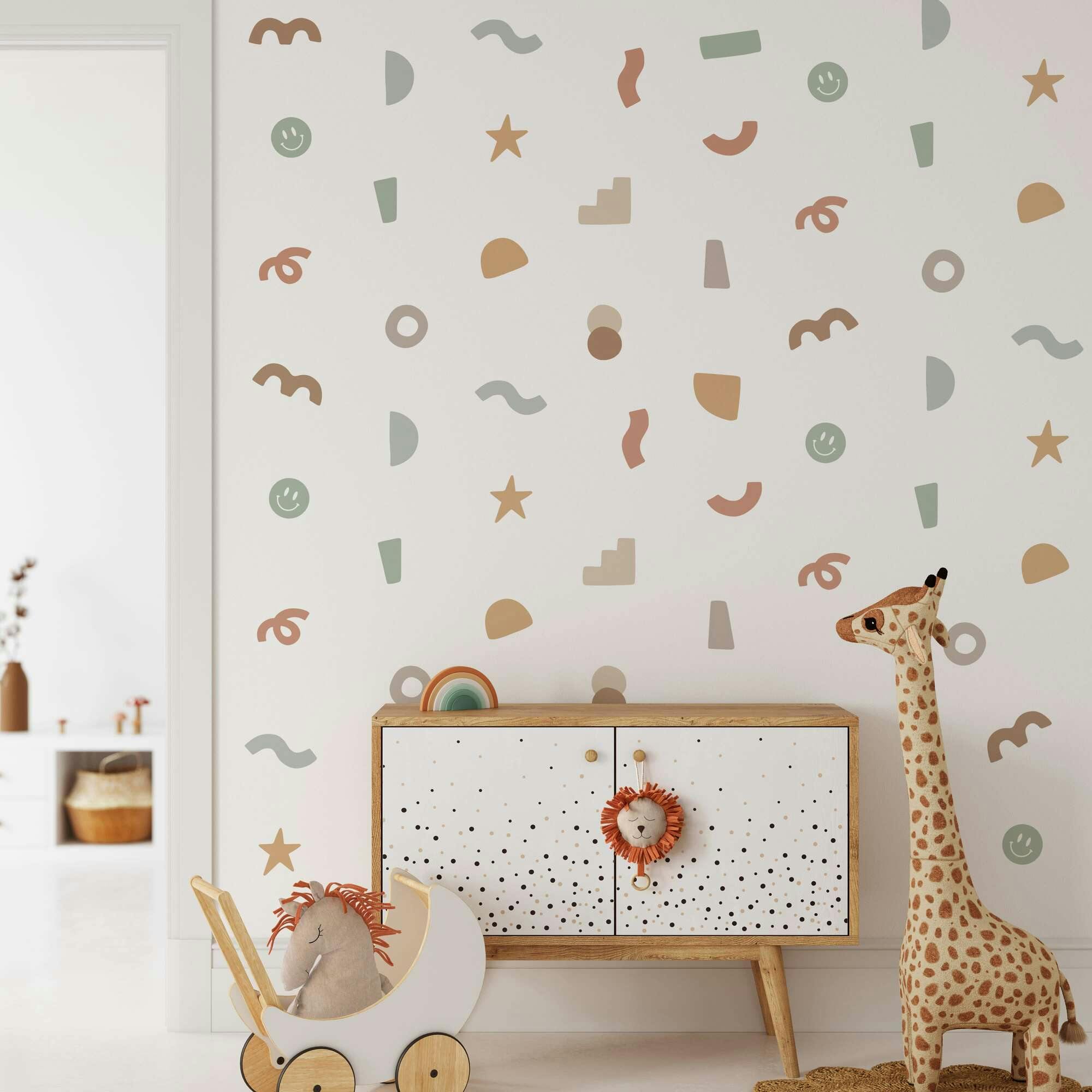 Peel & Stick Fabric Wall Stickers - Abstract Shapes (Earth