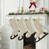 Ice Skate Hand Felted Wool Cream Christmas Stocking Skate Arcadia Home
