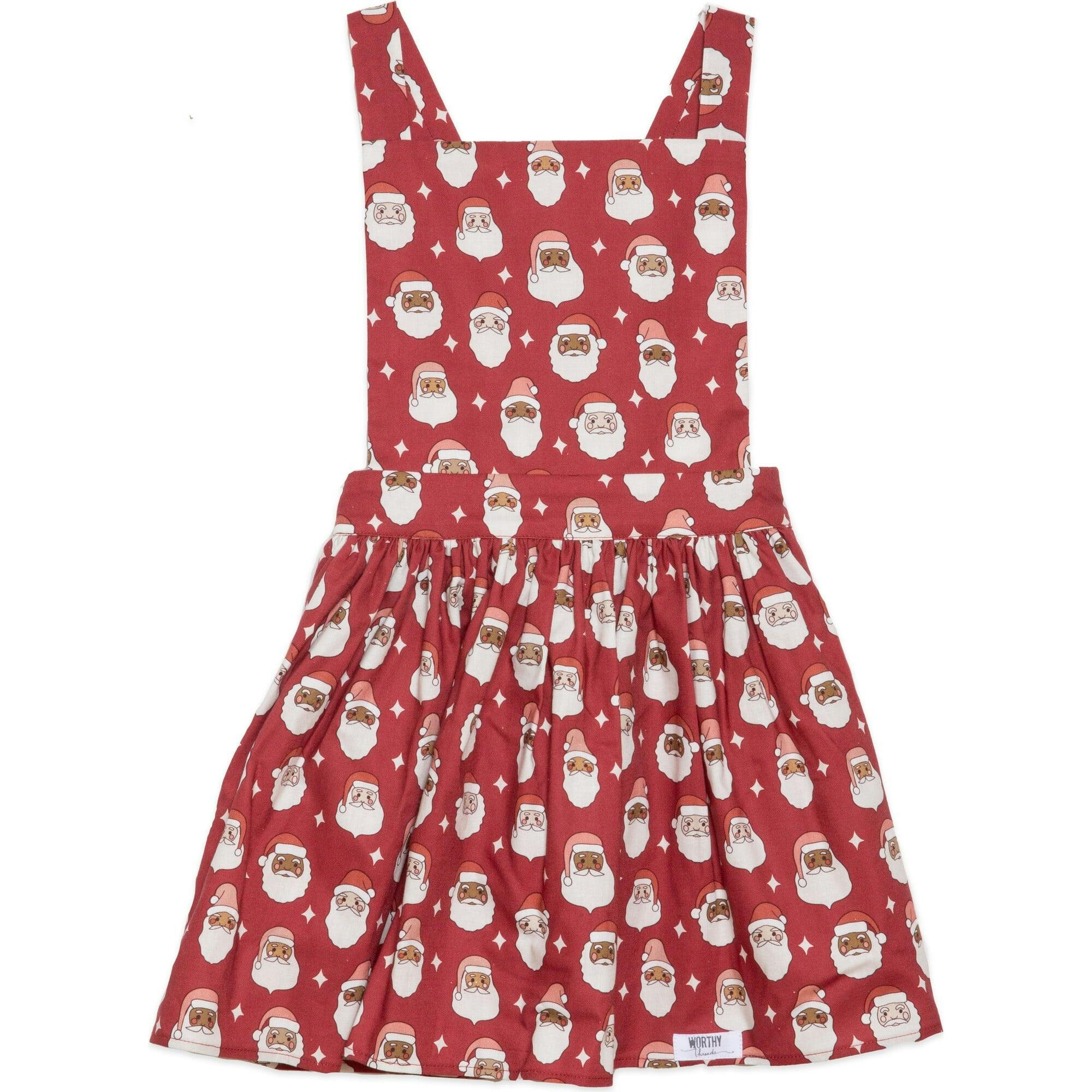Holiday Pinafore Dress in Christmas Santas