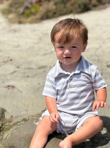 DRIFT GREY/WHITE STRIPE Polo Romper