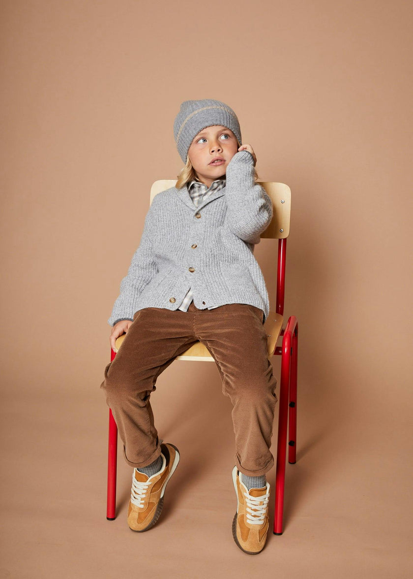 The Light Grey Mouline Merino Cashmere Cardigan