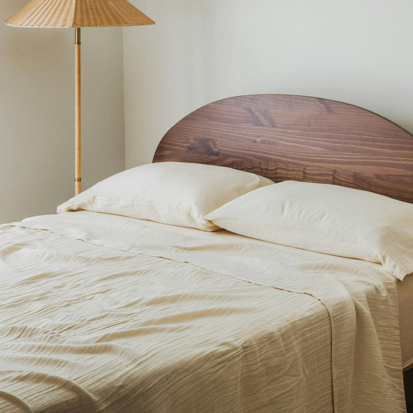 Dune Crinkled Comfort Fitted Sheet (Sandstone)