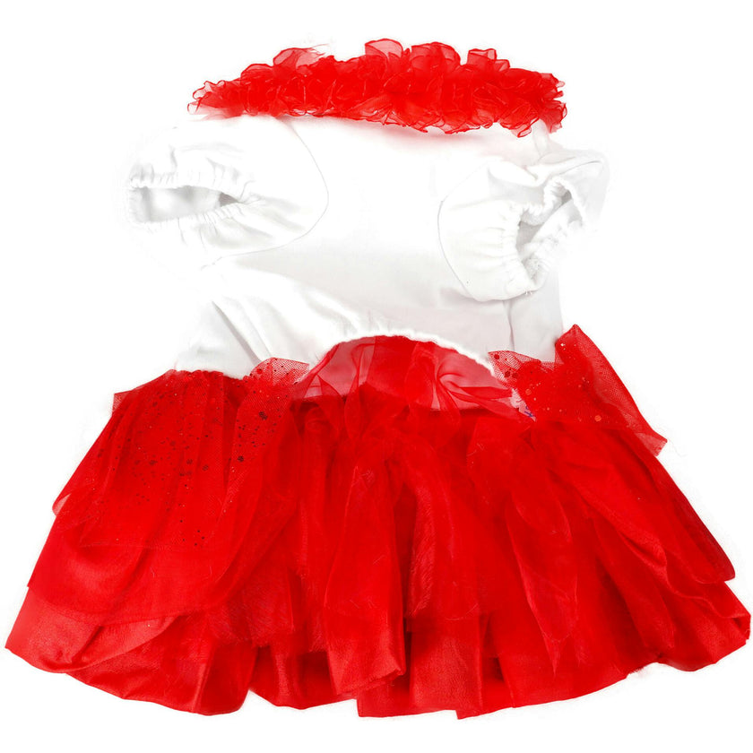 CHRISTMAS TREE RUFFLE RED DRESS, Red