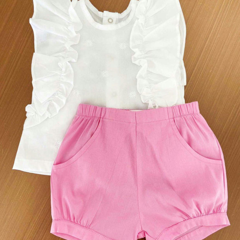 Ruffle Sleeve Short Set