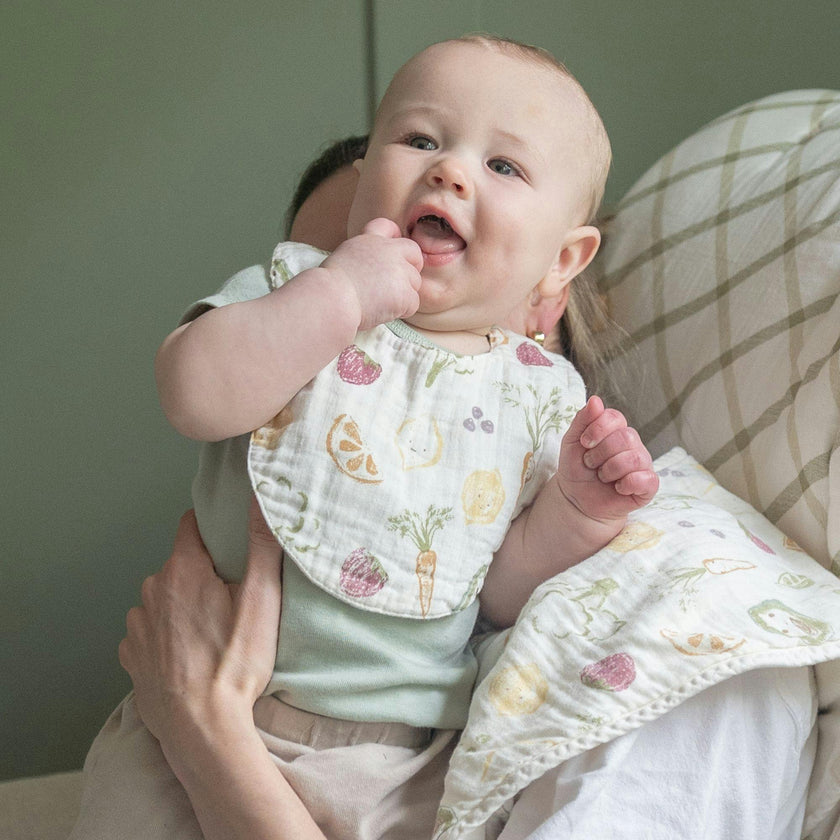 Clementine Fruit & Veggie Cotton Bandana Baby Bib (3 Pack)