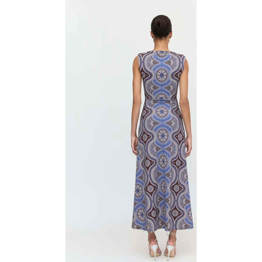 The Sloane Dress - Brown Cobalt Medallion