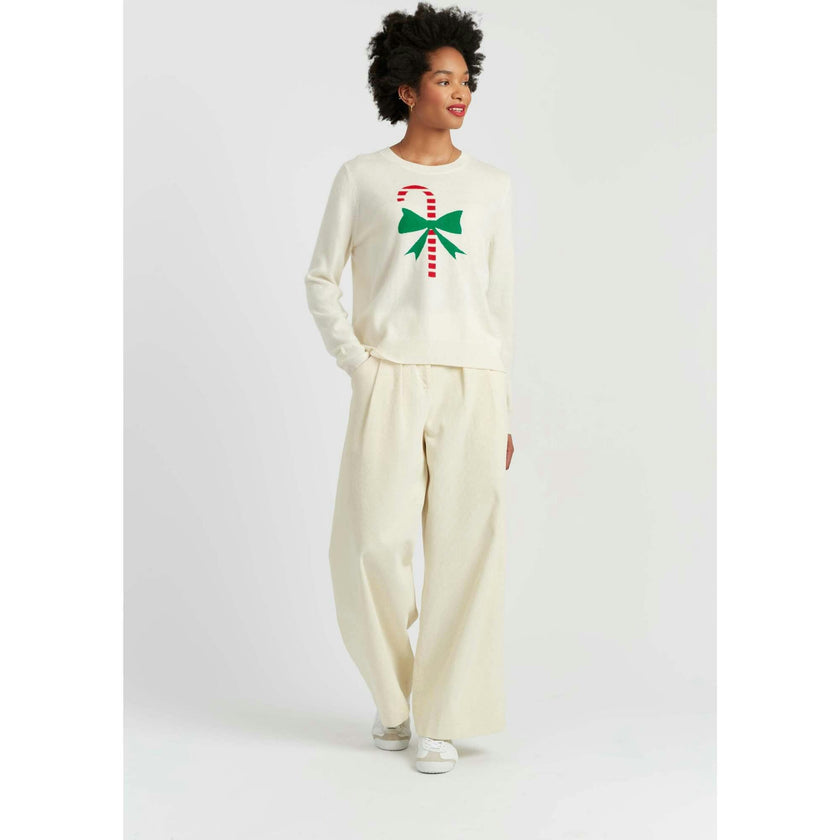 Wool-Cashmere Candy Cane Sweater